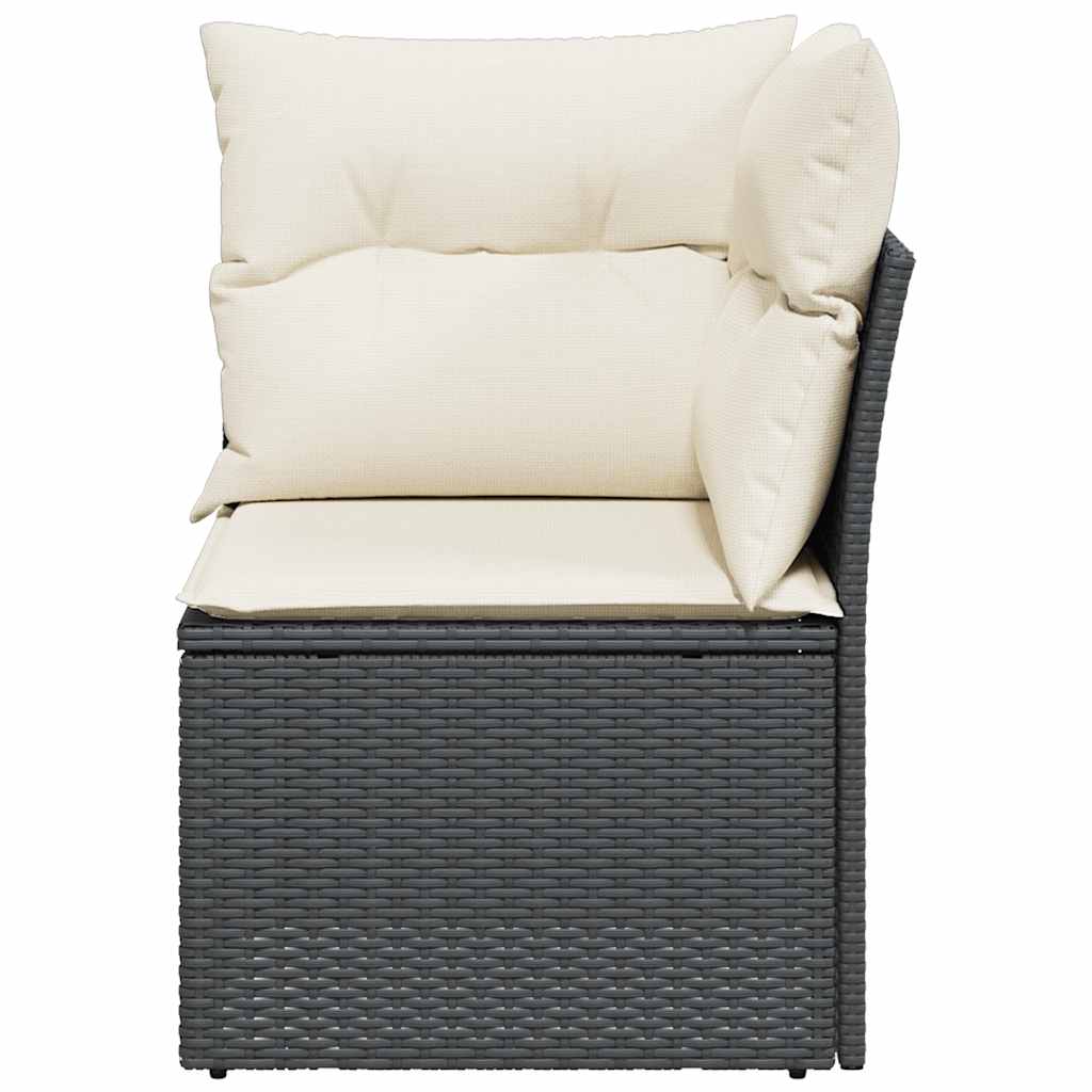 Tuinhoekbank met kussens poly rattan zwart is nu te koop bij PeponiXL, paradijselijk wonen!