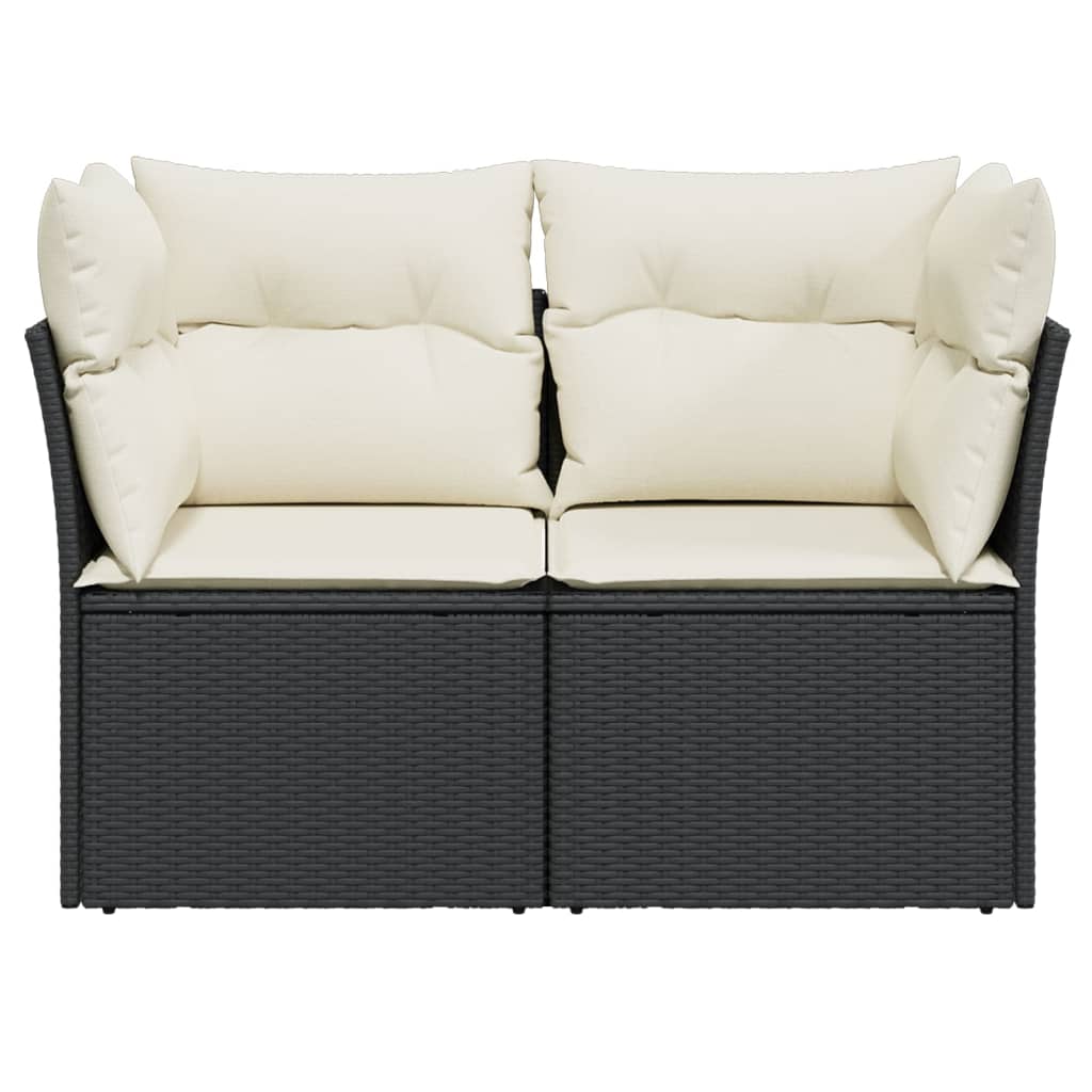 Tuinbank 2-zits met kussens poly rattan zwart is nu te koop bij PeponiXL, paradijselijk wonen!