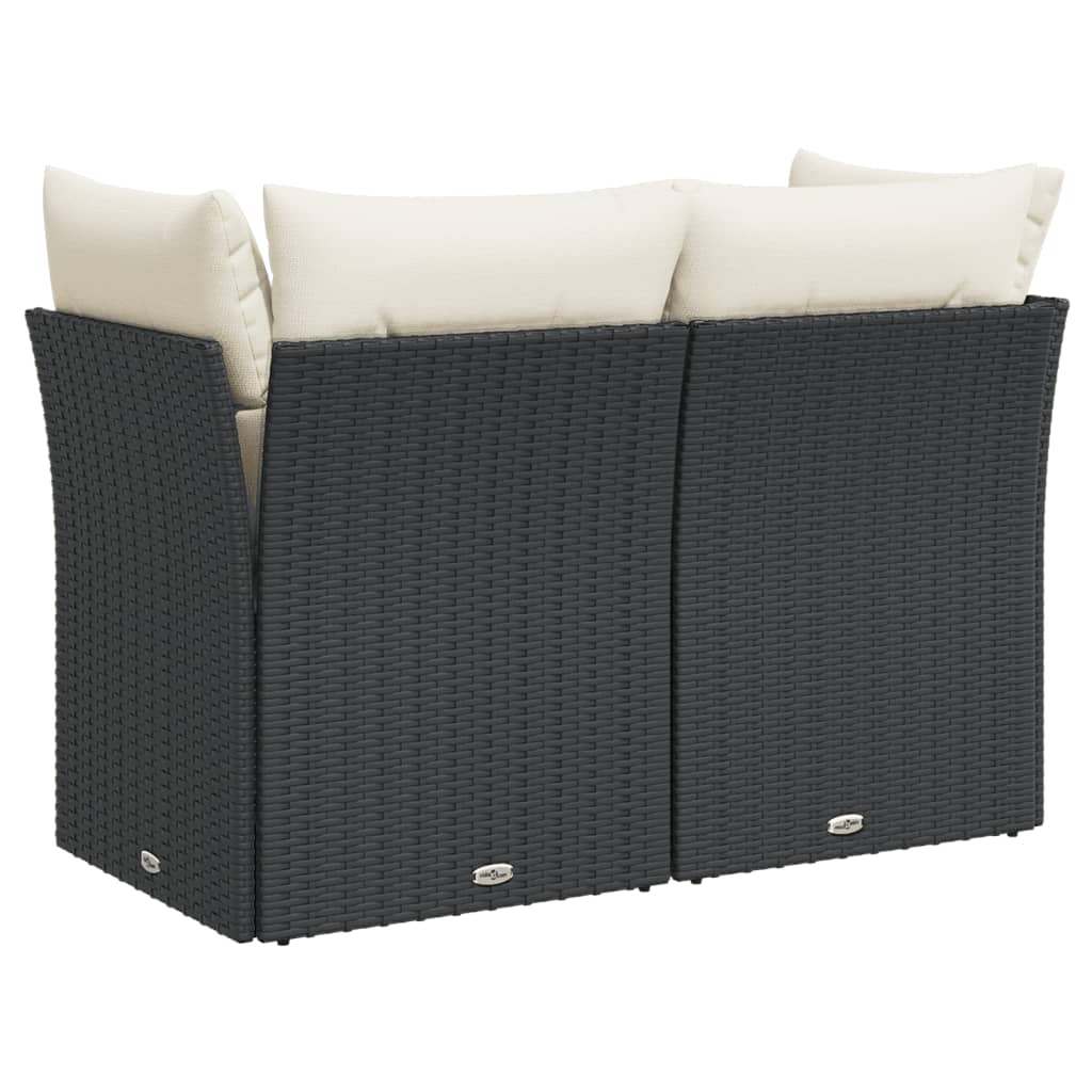 Tuinbank 2-zits met kussens poly rattan zwart is nu te koop bij PeponiXL, paradijselijk wonen!