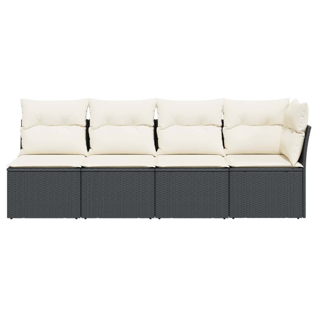 Tuinbank 4-zits met kussens poly rattan zwart is nu te koop bij PeponiXL, paradijselijk wonen!