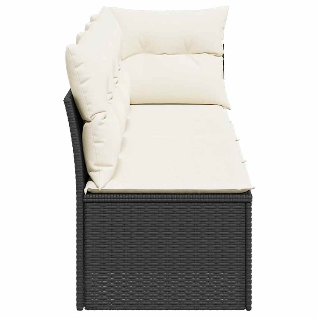Tuinbank 4-zits met kussens poly rattan zwart is nu te koop bij PeponiXL, paradijselijk wonen!