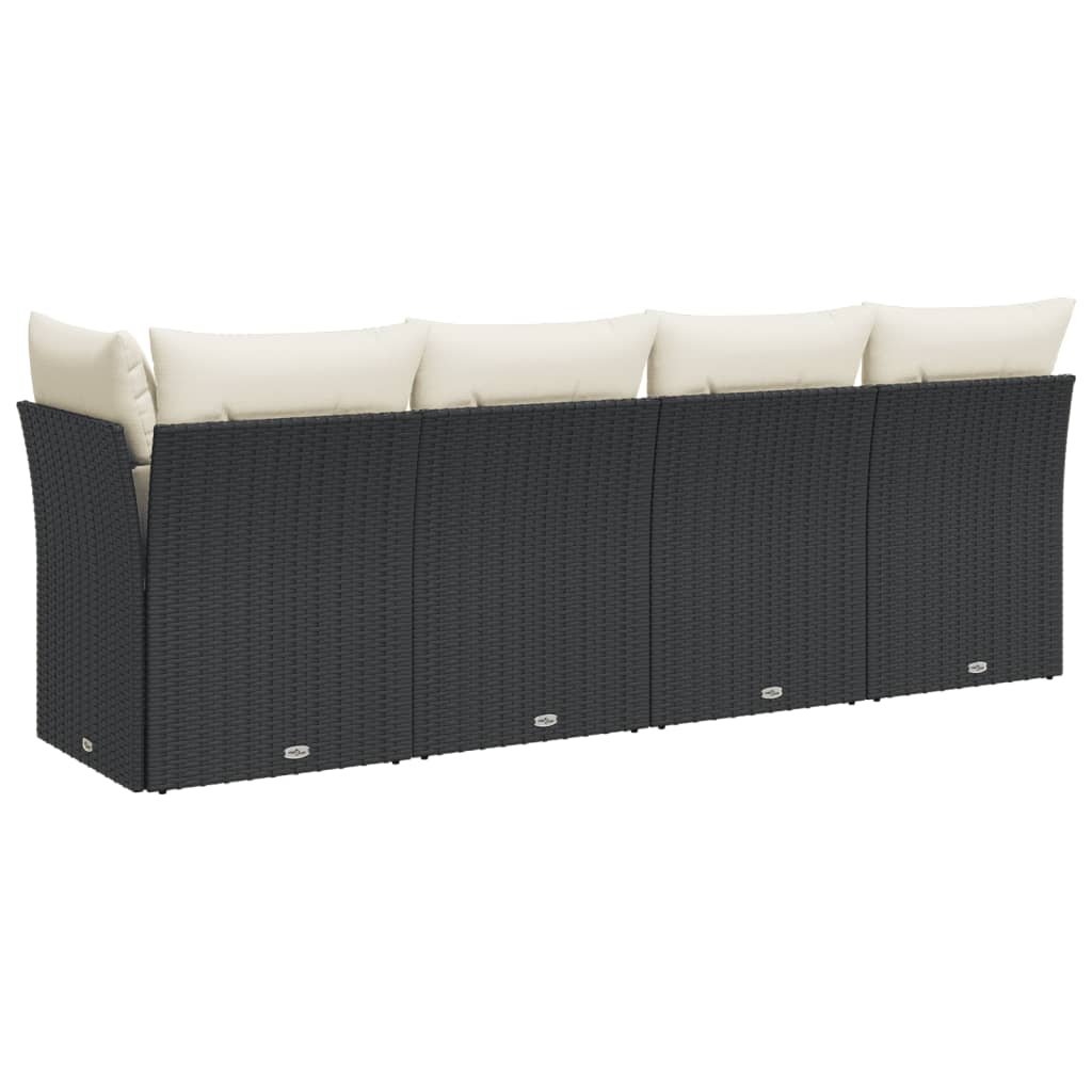 Tuinbank 4-zits met kussens poly rattan zwart is nu te koop bij PeponiXL, paradijselijk wonen!