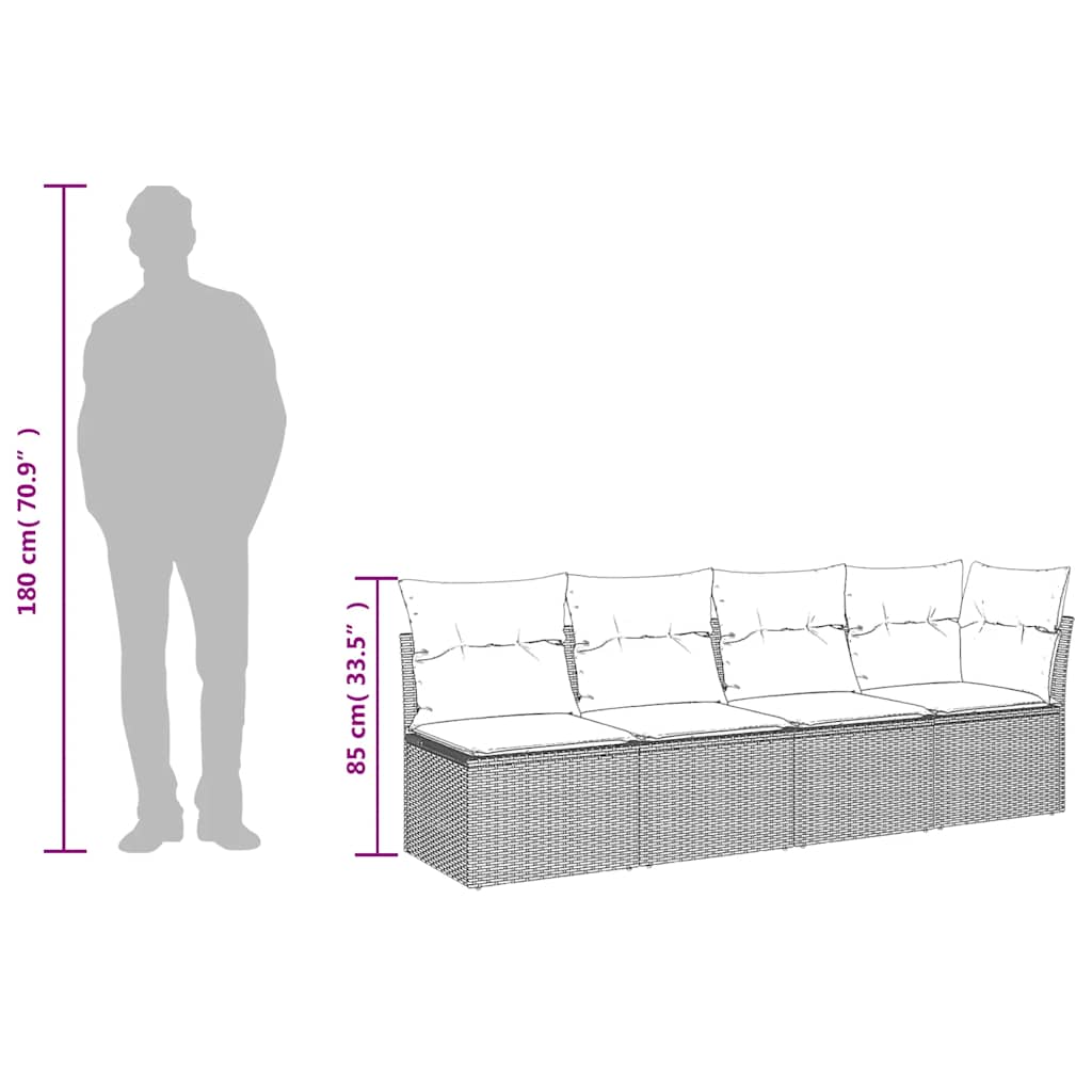 Tuinbank 4-zits met kussens poly rattan zwart is nu te koop bij PeponiXL, paradijselijk wonen!