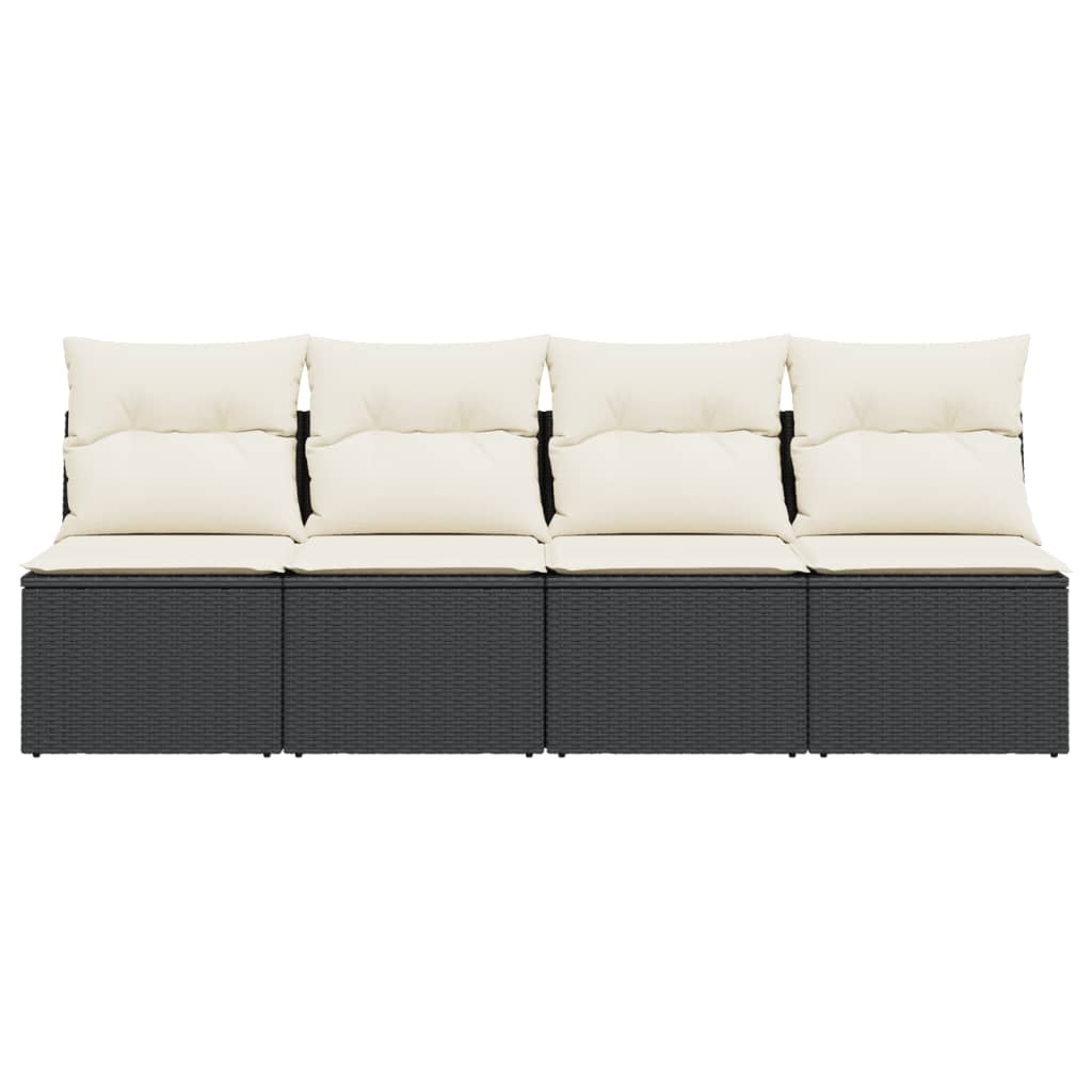 Tuinbank 4-zits met kussens poly rattan zwart is nu te koop bij PeponiXL, paradijselijk wonen!