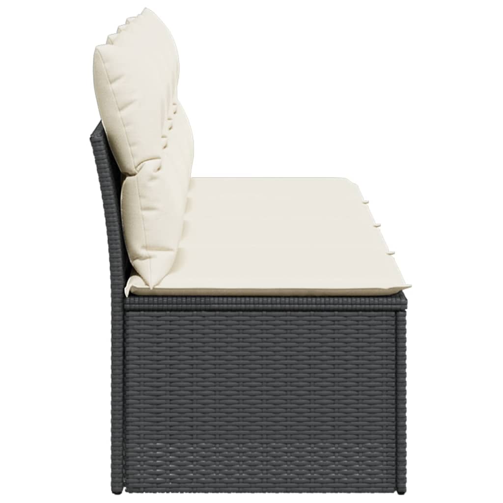 Tuinbank 4-zits met kussens poly rattan zwart is nu te koop bij PeponiXL, paradijselijk wonen!
