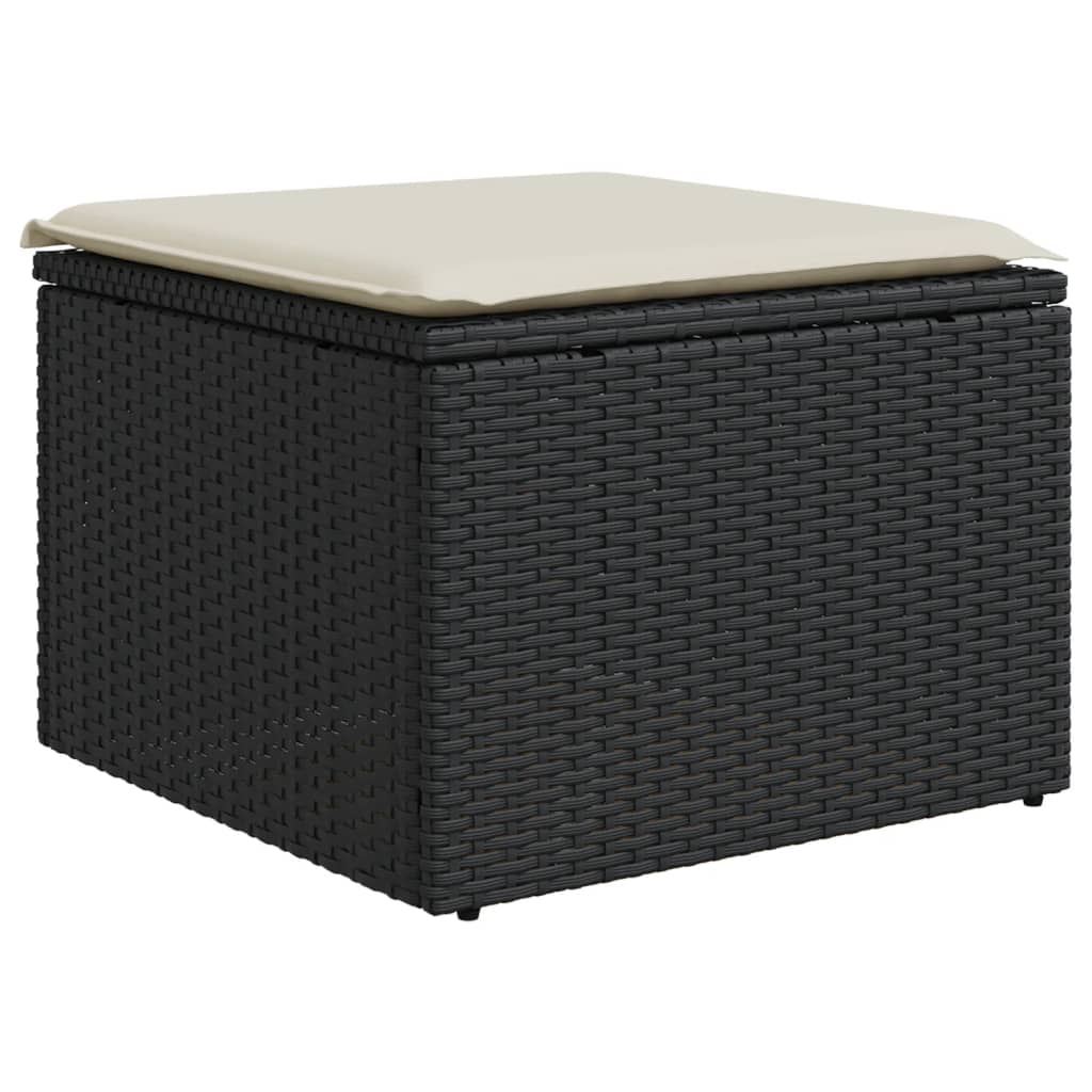 Tuinkruk met kussen 55x55x37 cm poly rattan zwart is nu te koop bij PeponiXL, paradijselijk wonen!