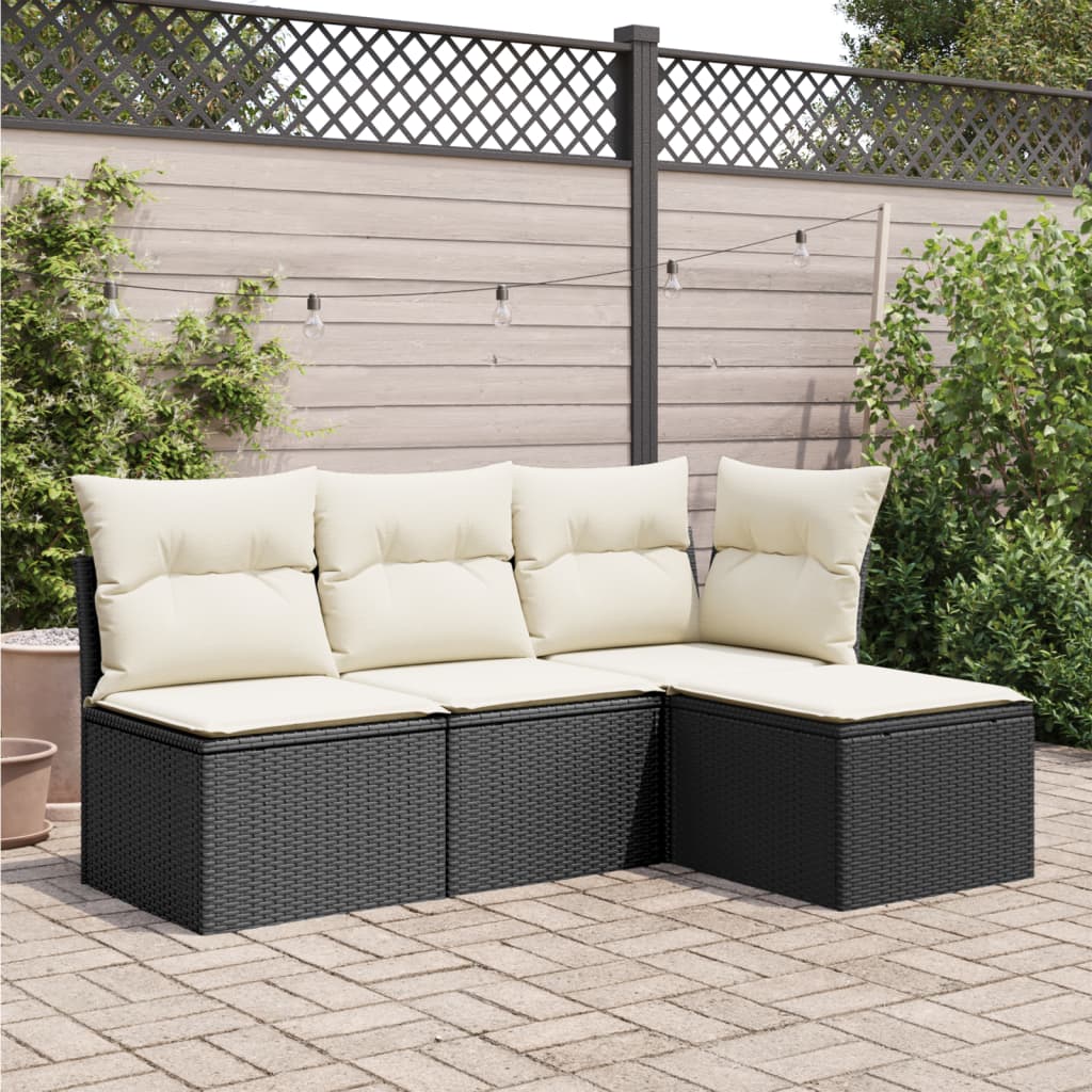 Tuinkruk met kussen 55x55x37 cm poly rattan zwart is nu te koop bij PeponiXL, paradijselijk wonen!