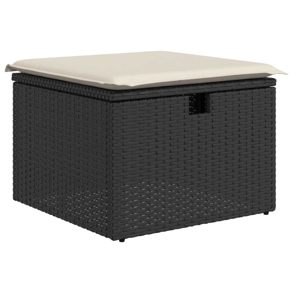 Tuinkruk met kussen 55x55x37 cm poly rattan zwart is nu te koop bij PeponiXL, paradijselijk wonen!