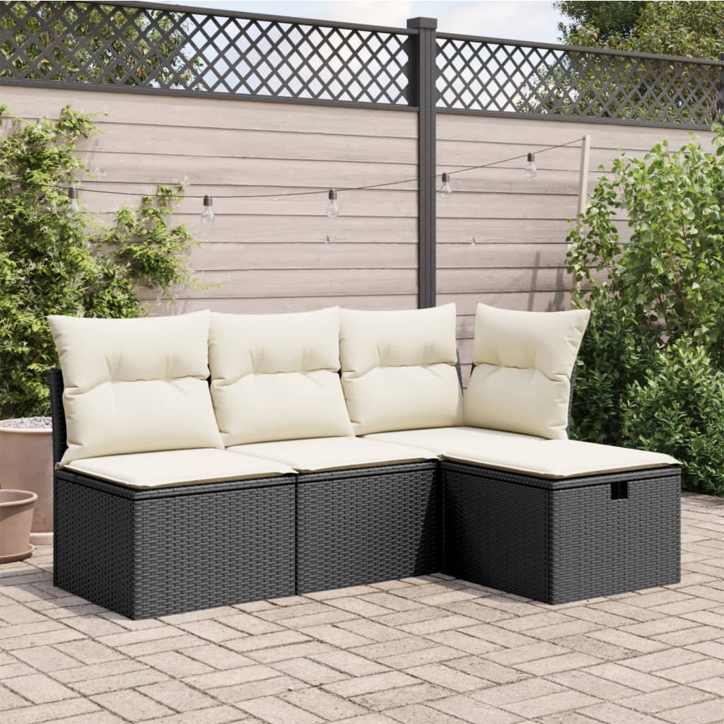 Tuinkruk met kussen 55x55x37 cm poly rattan zwart is nu te koop bij PeponiXL, paradijselijk wonen!