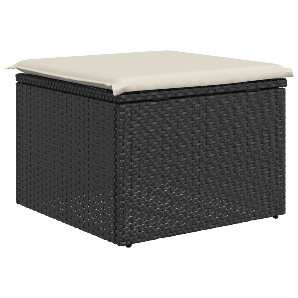Tuinkruk met kussen 55x55x37 cm poly rattan zwart is nu te koop bij PeponiXL, paradijselijk wonen!