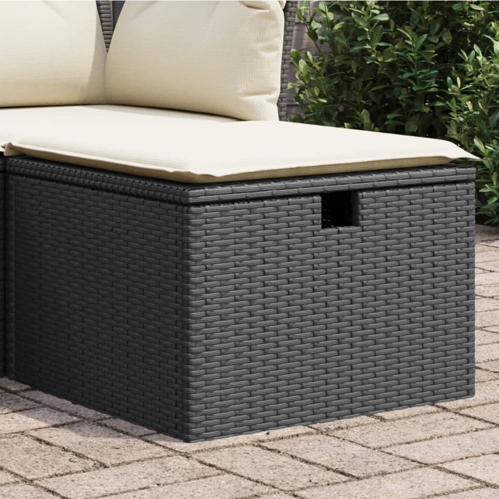 Tuinkruk met kussen 55x55x37 cm poly rattan zwart is nu te koop bij PeponiXL, paradijselijk wonen!
