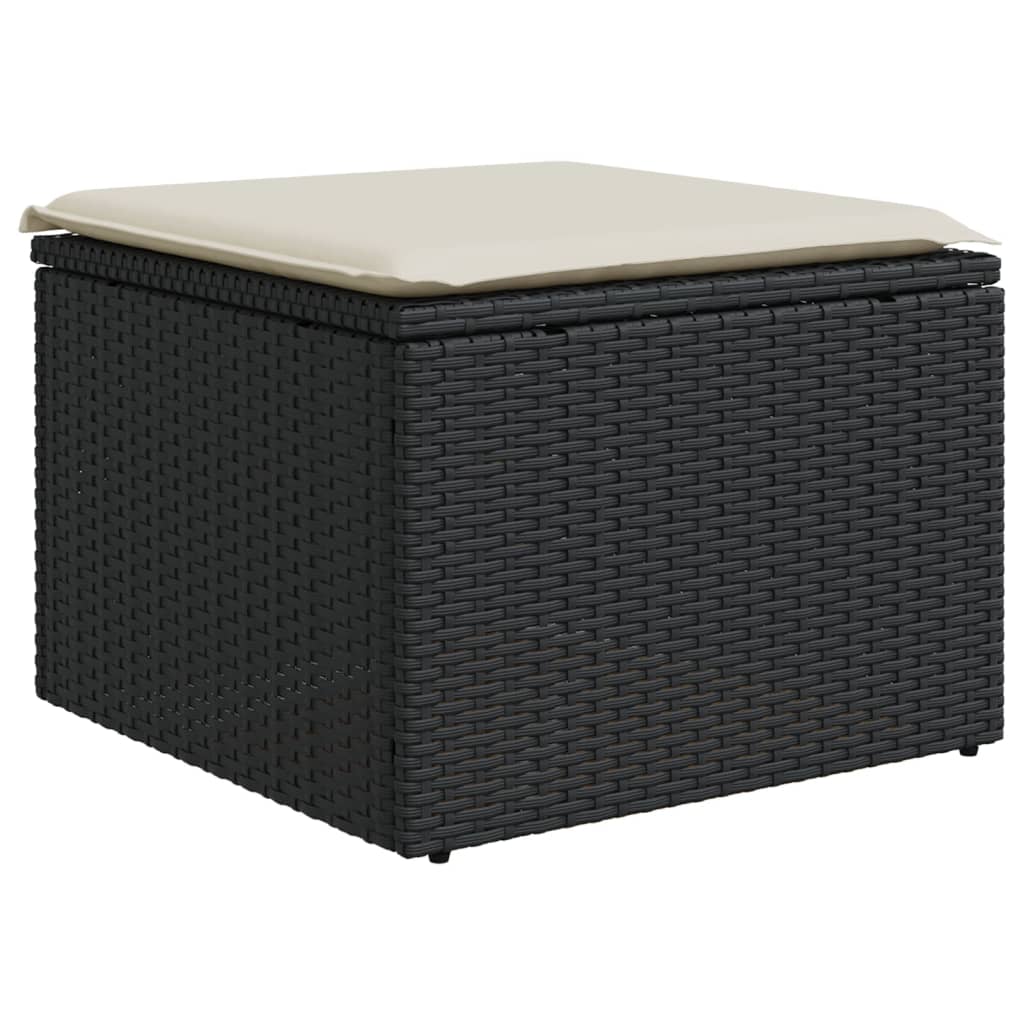 Tuinkruk met kussen 55x55x37 cm poly rattan zwart is nu te koop bij PeponiXL, paradijselijk wonen!