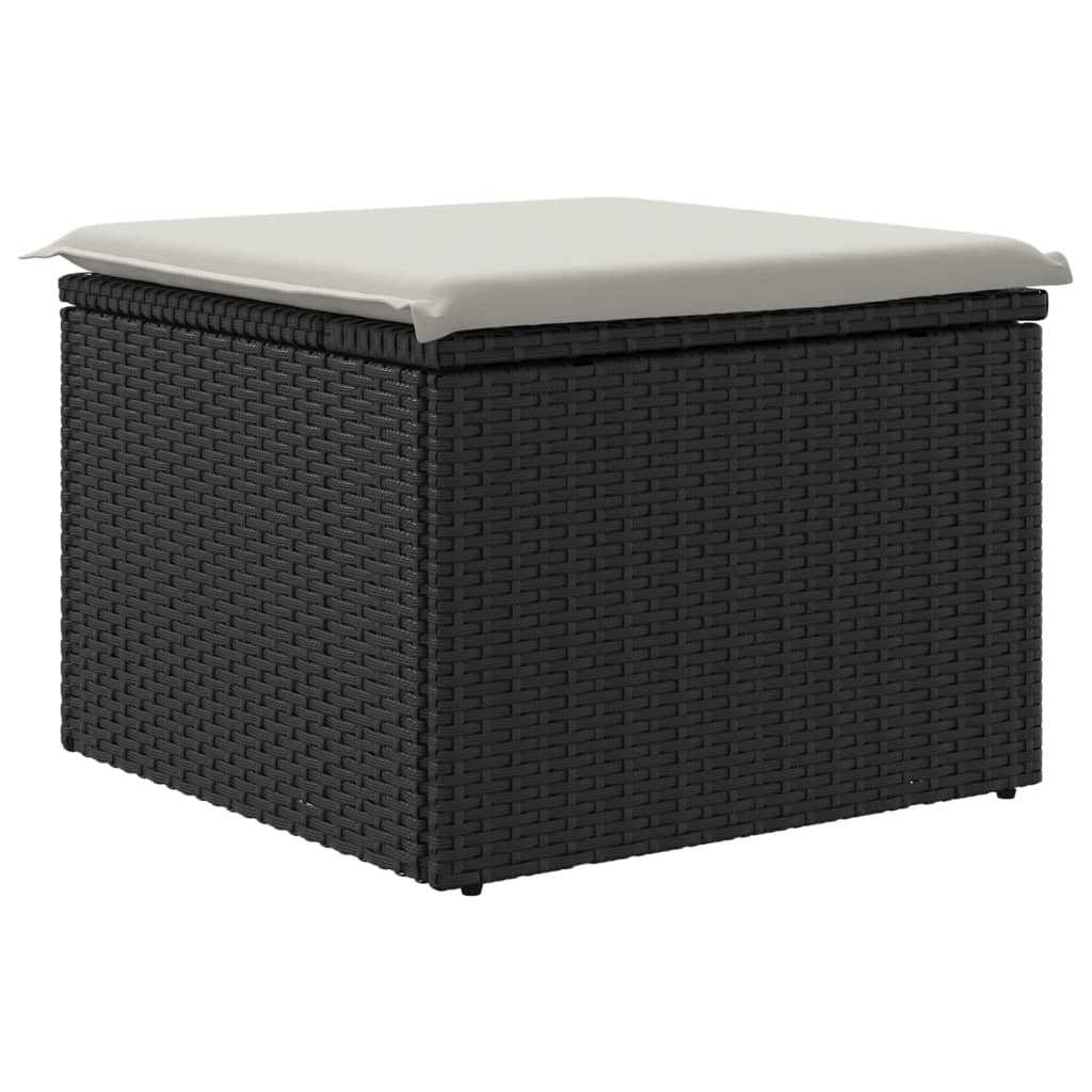Tuinkruk met kussen 55x55x37 cm poly rattan zwart is nu te koop bij PeponiXL, paradijselijk wonen!