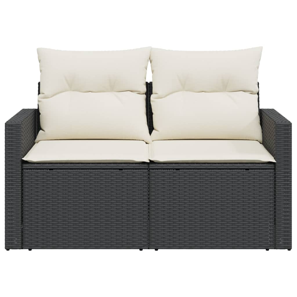 Tuinbank 2-zits met kussens poly rattan zwart is nu te koop bij PeponiXL, paradijselijk wonen!