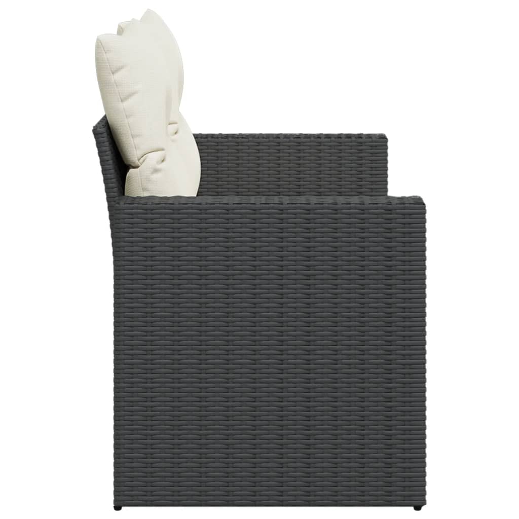 Tuinbank 2-zits met kussens poly rattan zwart is nu te koop bij PeponiXL, paradijselijk wonen!