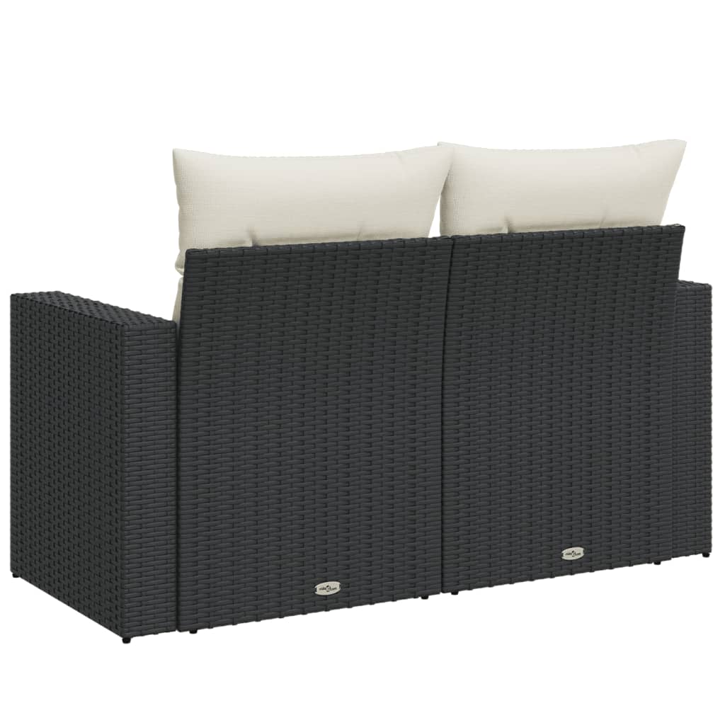 Tuinbank 2-zits met kussens poly rattan zwart is nu te koop bij PeponiXL, paradijselijk wonen!