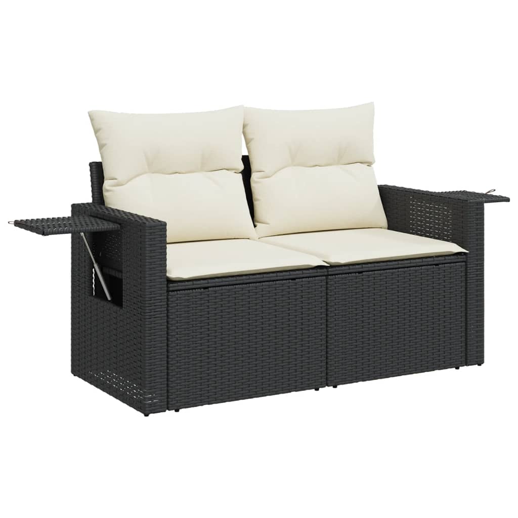 Tuinbank 2-zits met kussens poly rattan zwart is nu te koop bij PeponiXL, paradijselijk wonen!