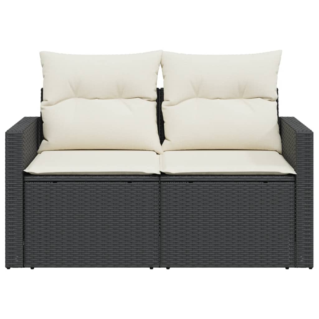 Tuinbank 2-zits met kussens poly rattan zwart is nu te koop bij PeponiXL, paradijselijk wonen!