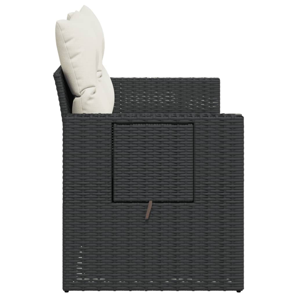 Tuinbank 2-zits met kussens poly rattan zwart is nu te koop bij PeponiXL, paradijselijk wonen!