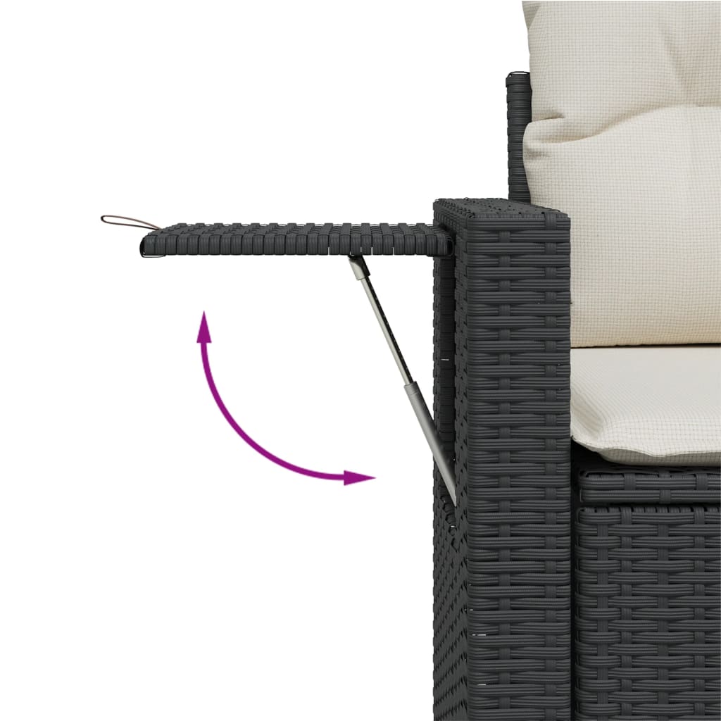 Tuinbank 2-zits met kussens poly rattan zwart is nu te koop bij PeponiXL, paradijselijk wonen!