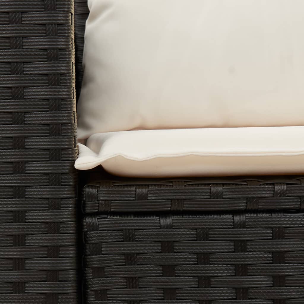 Tuinbank 2-zits met kussens poly rattan zwart is nu te koop bij PeponiXL, paradijselijk wonen!