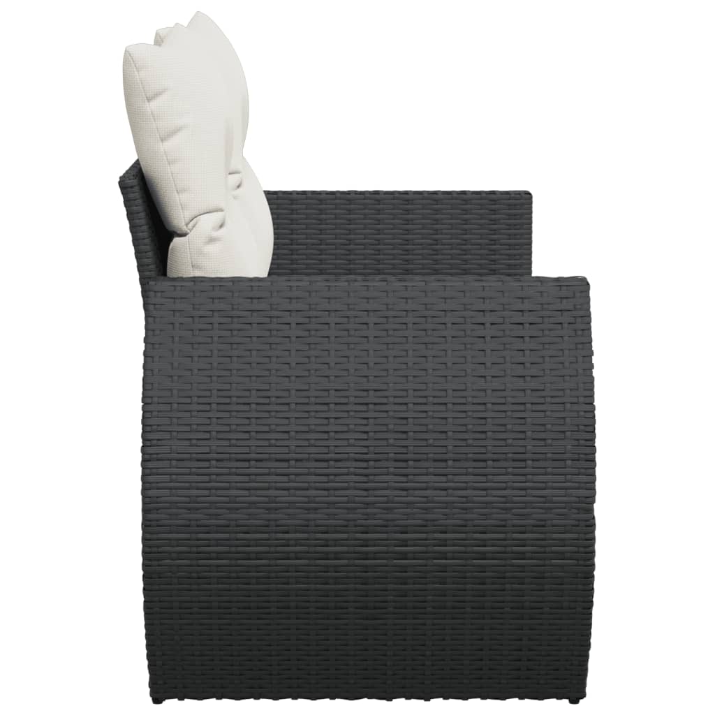 Tuinbank 2-zits met kussens poly rattan zwart is nu te koop bij PeponiXL, paradijselijk wonen!