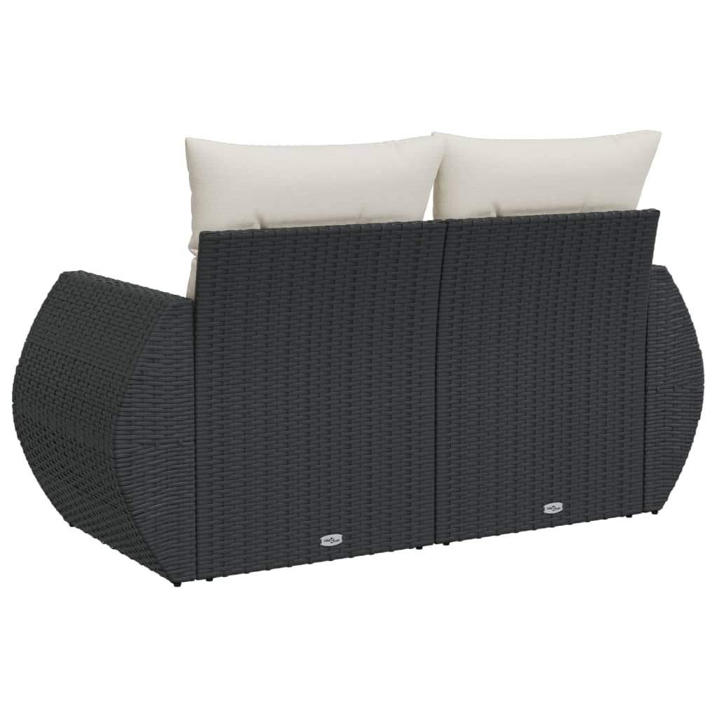 Tuinbank 2-zits met kussens poly rattan zwart is nu te koop bij PeponiXL, paradijselijk wonen!