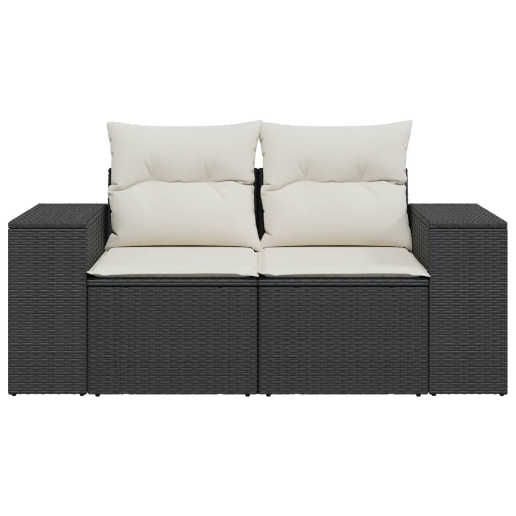 Tuinbank 2-zits met kussens poly rattan zwart is nu te koop bij PeponiXL, paradijselijk wonen!
