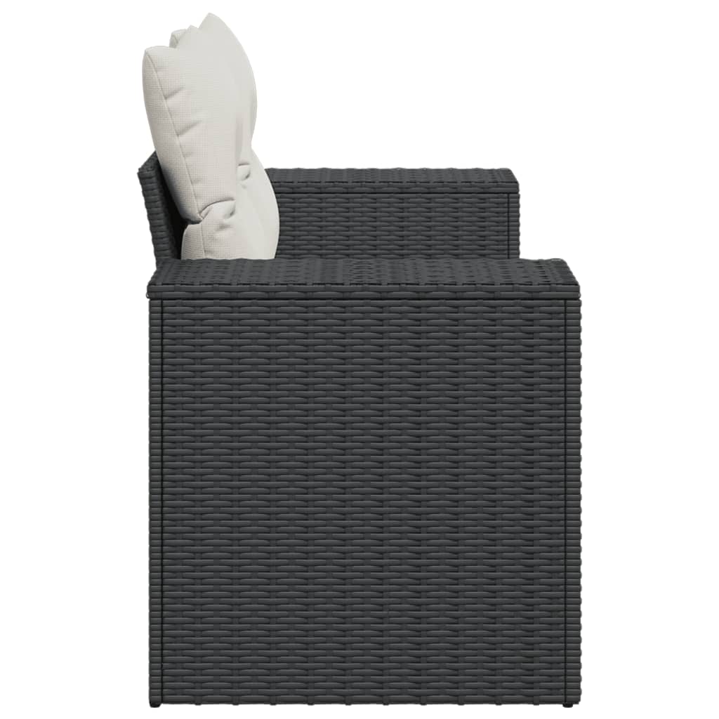 Tuinbank 2-zits met kussens poly rattan zwart is nu te koop bij PeponiXL, paradijselijk wonen!