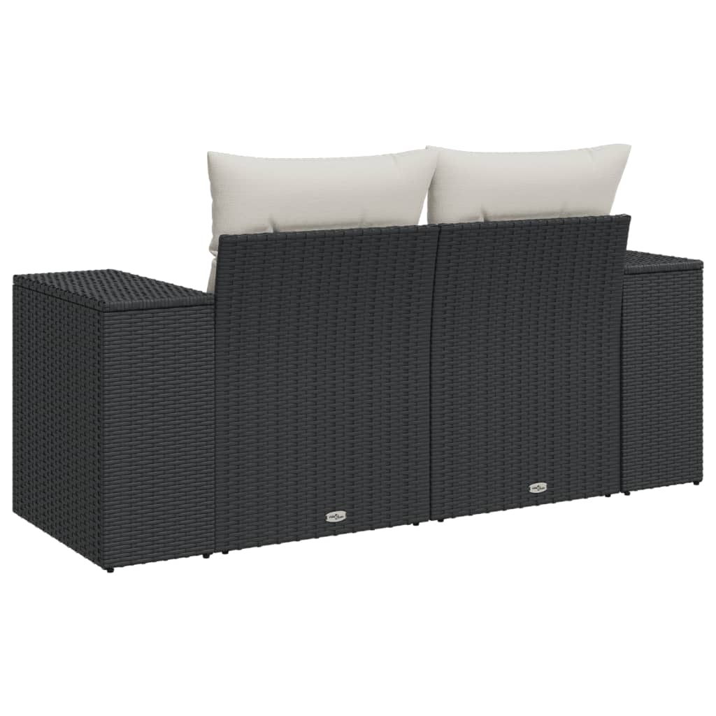 Tuinbank 2-zits met kussens poly rattan zwart is nu te koop bij PeponiXL, paradijselijk wonen!