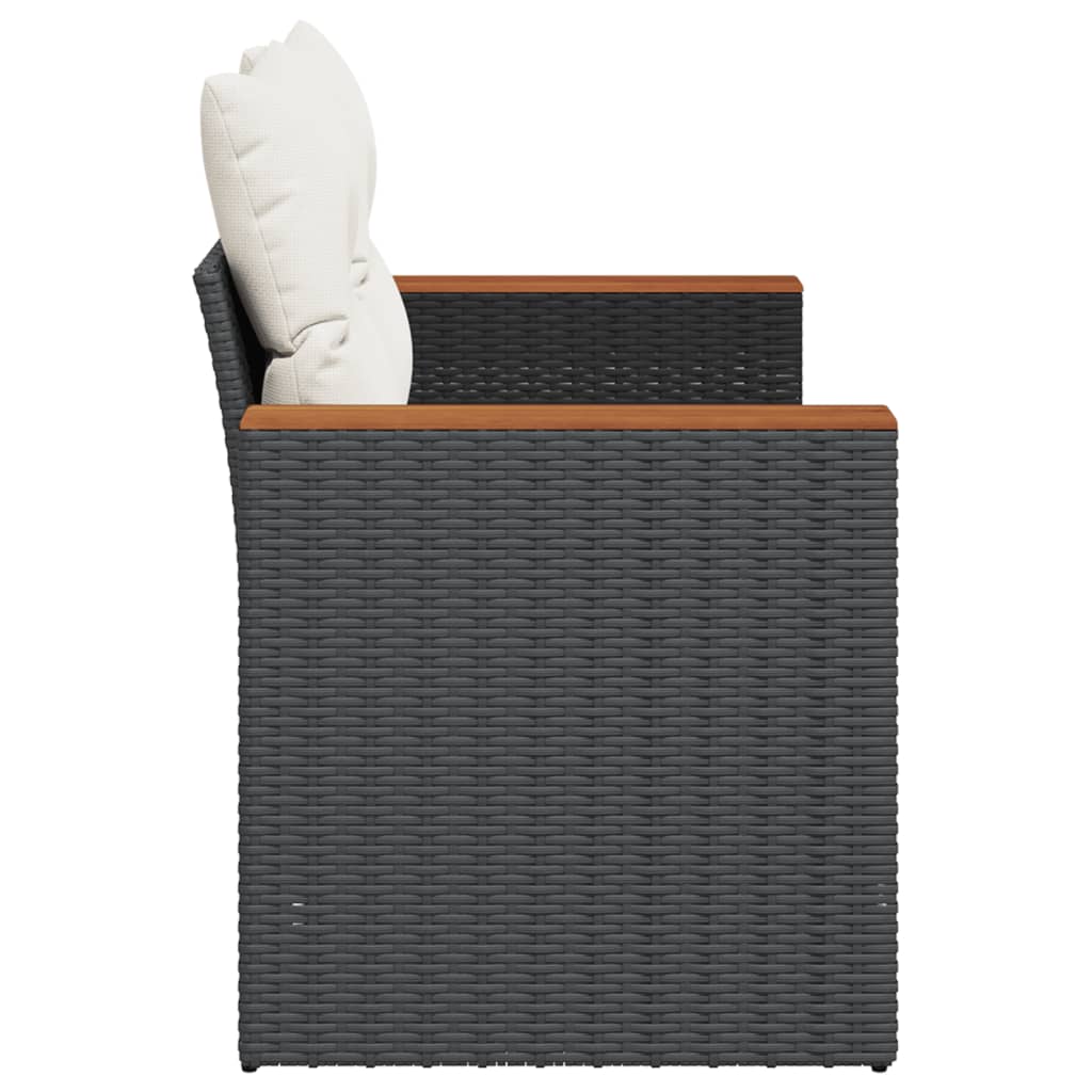 Tuinbank 2-zits met kussens poly rattan zwart is nu te koop bij PeponiXL, paradijselijk wonen!