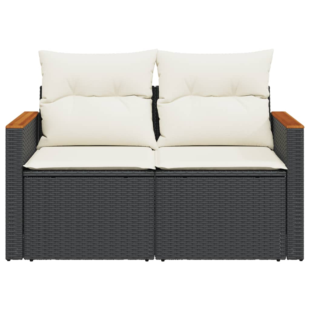 Tuinbank 2-zits met kussens poly rattan zwart is nu te koop bij PeponiXL, paradijselijk wonen!