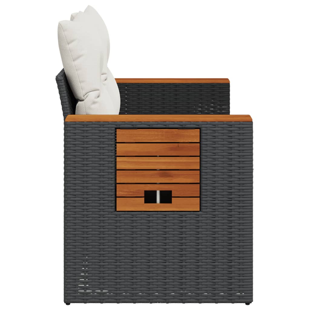 Tuinbank 2-zits met kussens poly rattan zwart is nu te koop bij PeponiXL, paradijselijk wonen!
