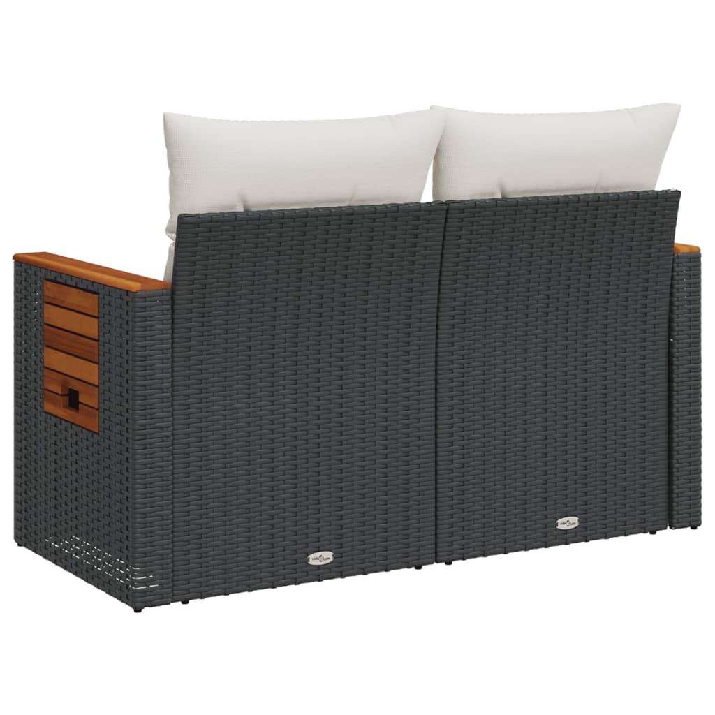 Tuinbank 2-zits met kussens poly rattan zwart is nu te koop bij PeponiXL, paradijselijk wonen!