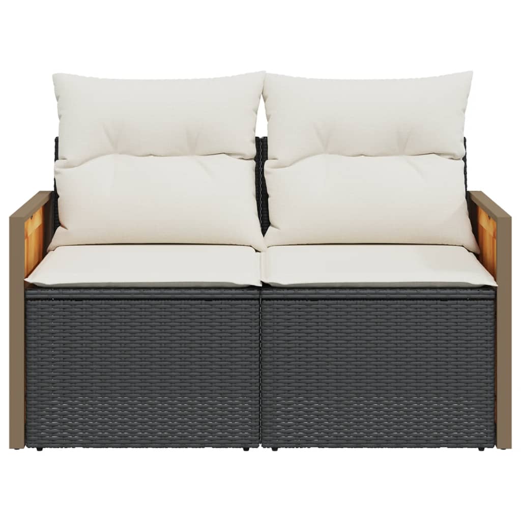 Tuinbank 2-zits met kussens poly rattan zwart is nu te koop bij PeponiXL, paradijselijk wonen!
