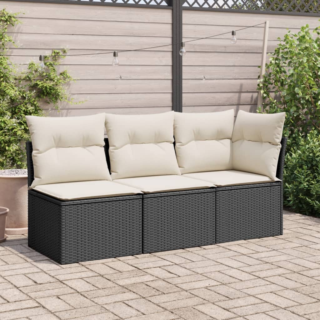 Tuinstoel zonder armleuning met kussens poly rattan zwart is nu te koop bij PeponiXL, paradijselijk wonen!