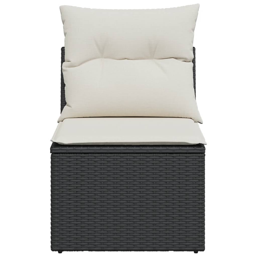 Tuinstoel zonder armleuning met kussens poly rattan zwart is nu te koop bij PeponiXL, paradijselijk wonen!