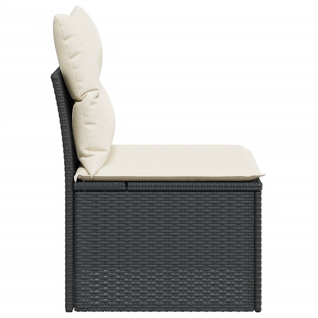 Tuinstoel zonder armleuning met kussens poly rattan zwart is nu te koop bij PeponiXL, paradijselijk wonen!