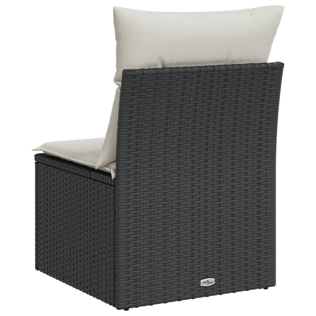 Tuinstoel zonder armleuning met kussens poly rattan zwart is nu te koop bij PeponiXL, paradijselijk wonen!