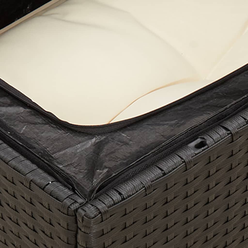 Tuinstoel zonder armleuning met kussens poly rattan zwart is nu te koop bij PeponiXL, paradijselijk wonen!