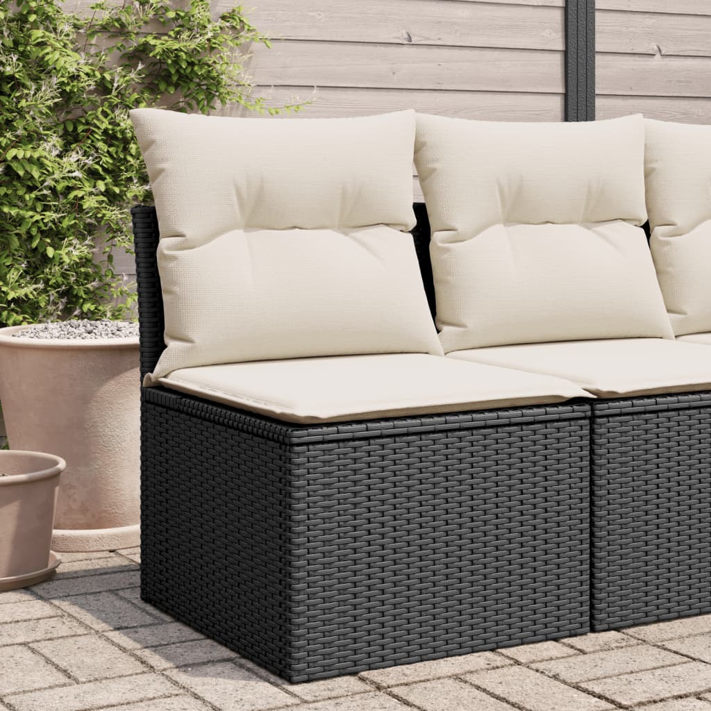 Tuinstoel zonder armleuning met kussens poly rattan zwart is nu te koop bij PeponiXL, paradijselijk wonen!