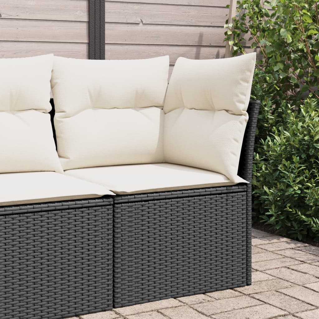 Tuinhoekbank met kussens poly rattan zwart is nu te koop bij PeponiXL, paradijselijk wonen!