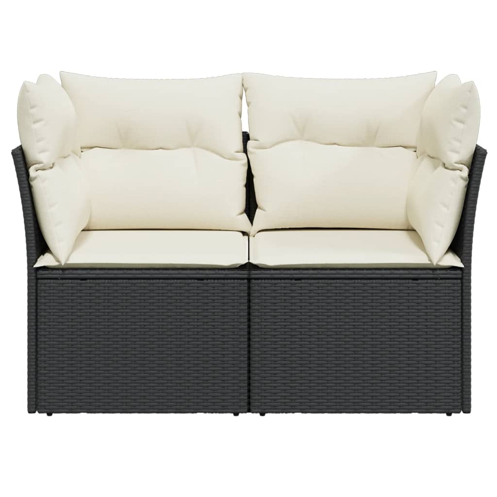 Tuinbank 2-zits met kussens poly rattan zwart is nu te koop bij PeponiXL, paradijselijk wonen!