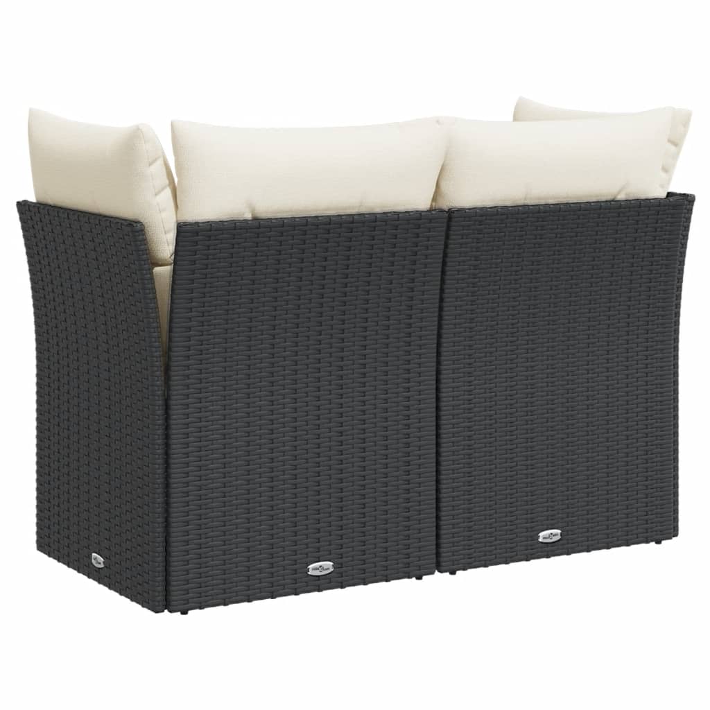 Tuinbank 2-zits met kussens poly rattan zwart is nu te koop bij PeponiXL, paradijselijk wonen!