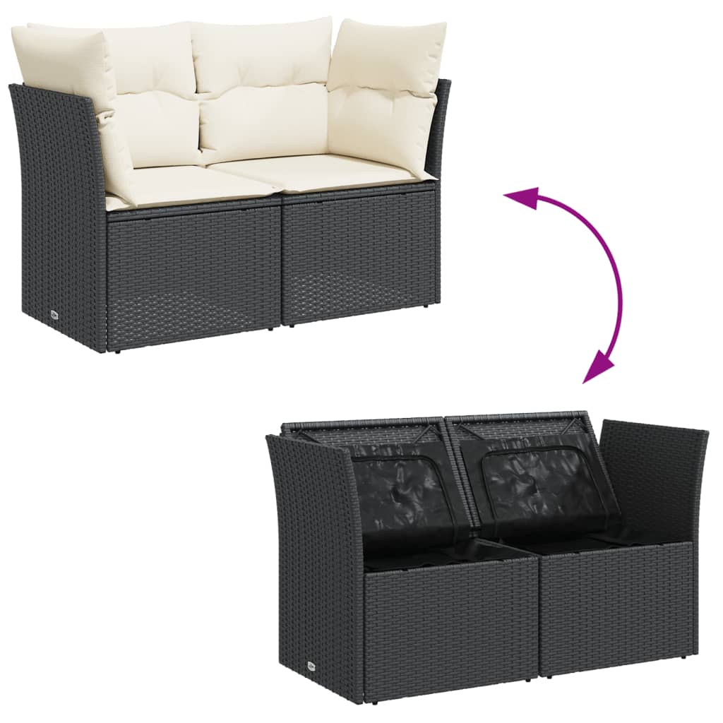 Tuinbank 2-zits met kussens poly rattan zwart is nu te koop bij PeponiXL, paradijselijk wonen!
