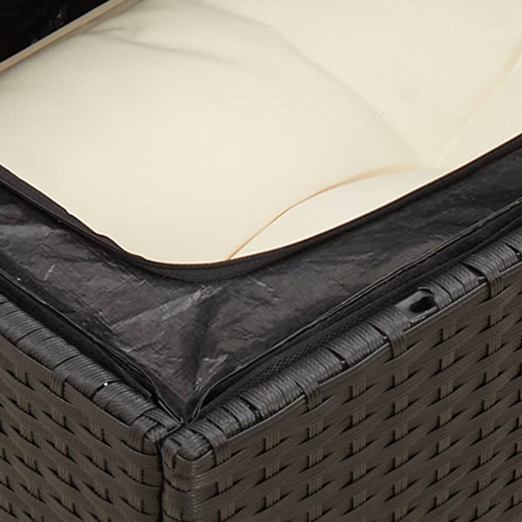Tuinbank 2-zits met kussens poly rattan zwart is nu te koop bij PeponiXL, paradijselijk wonen!