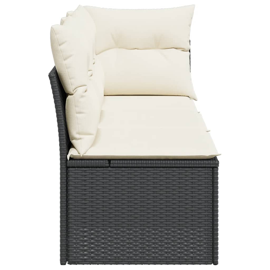 Tuinbank 3-zits met kussens poly rattan zwart is nu te koop bij PeponiXL, paradijselijk wonen!