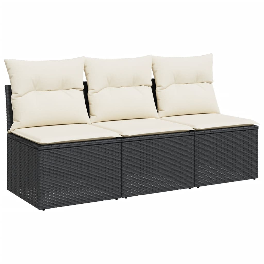 Tuinbank 3-zits met kussens poly rattan zwart is nu te koop bij PeponiXL, paradijselijk wonen!