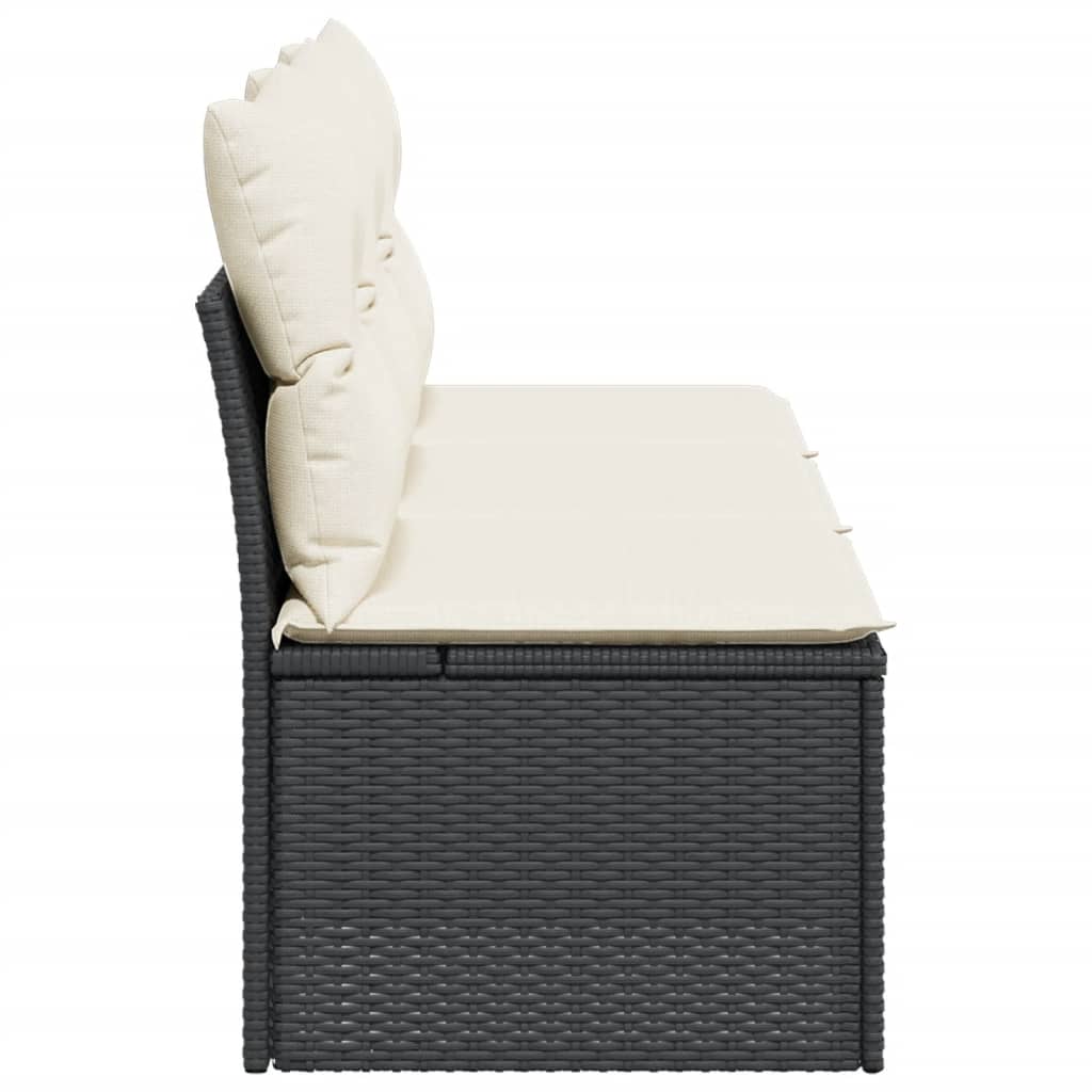 Tuinbank 3-zits met kussens poly rattan zwart is nu te koop bij PeponiXL, paradijselijk wonen!