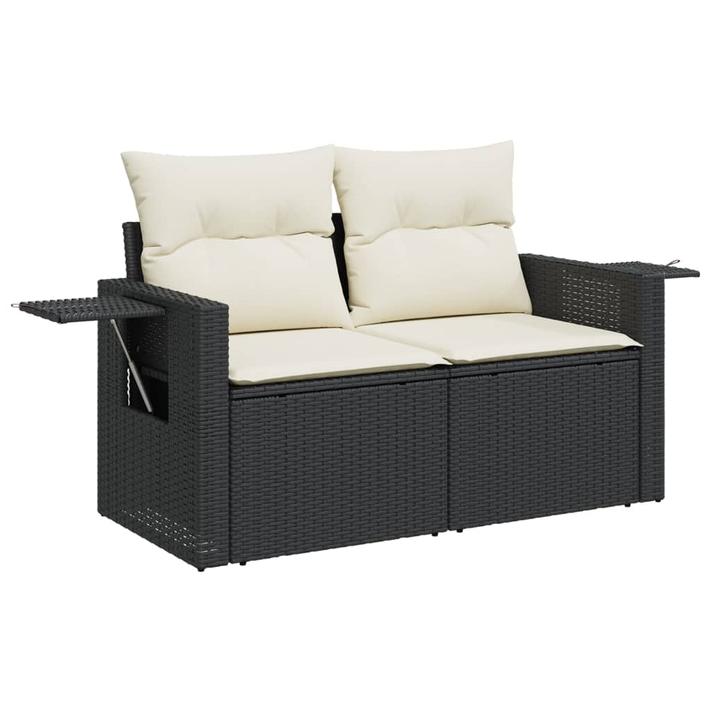 Tuinbank 2-zits met kussens poly rattan zwart is nu te koop bij PeponiXL, paradijselijk wonen!